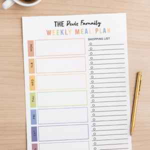 Editable Weekly Meal Planner – Digital Meal & Grocery Organizer Template (Letter Size, PDF)