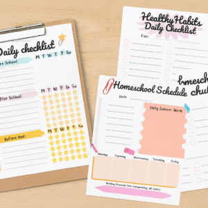 Homeschool Daily Planner Pack – Pre-Filled & Blank Checklist Bundle (Printable PDF)