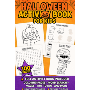Halloween Activity Book for Kids – 100 Pages of Coloring, Mazes, Word Searches, Dot-to-Dot & More (PDF) (Copy)