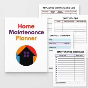 Home Maintenance Planner – Printable Binder for Repairs, Budgets, Cleaning Schedules & DIY Projects